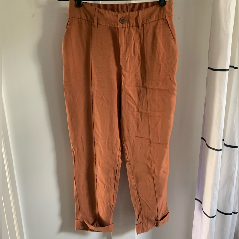 Women’s Pumpkin Burnt Orange Elastic Waist Ankle Cuffed Pants Size 6 A New Day